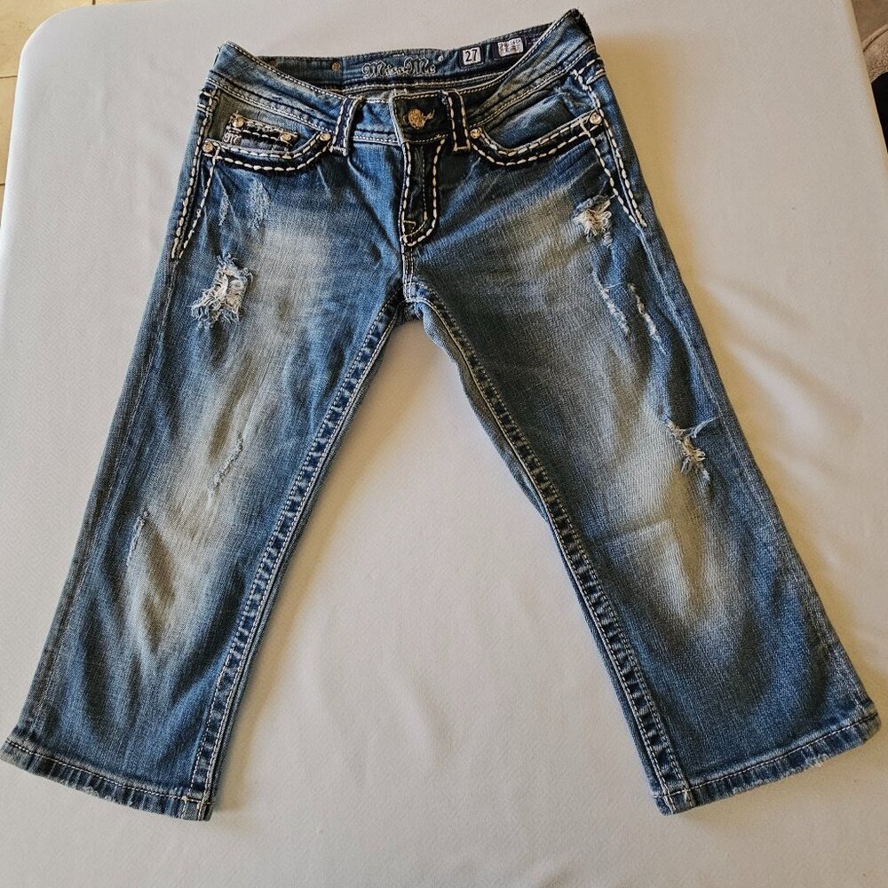 Miss Me Capris Distressed Denim Jeans Size 27